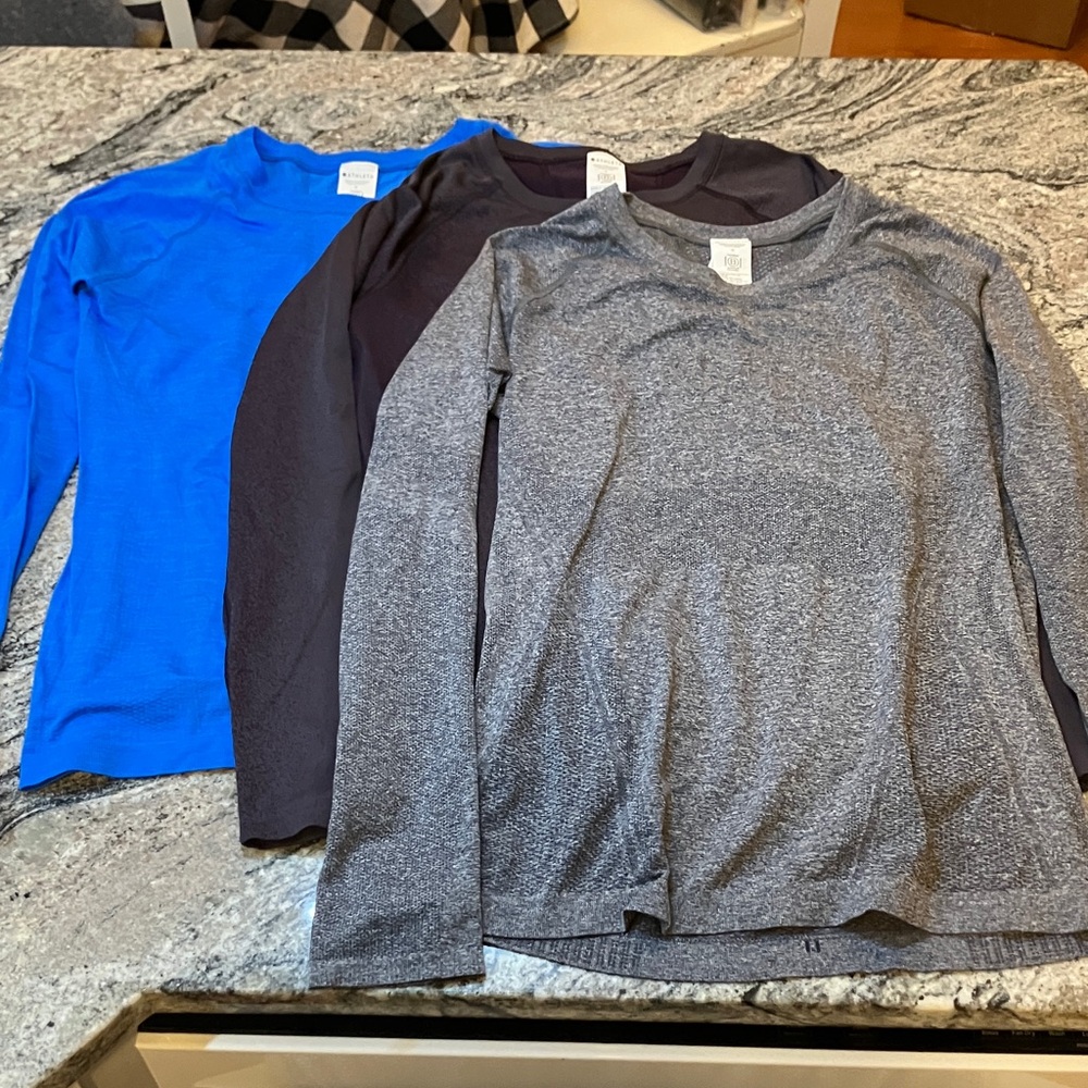 Athleta Women’s Long-Sleeve Performance Tees - Set/3 - Blue, Charcoal, Gray